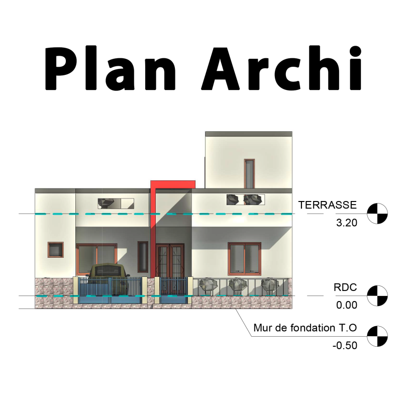 PLAN Facade F3 RDC STANDING BAS